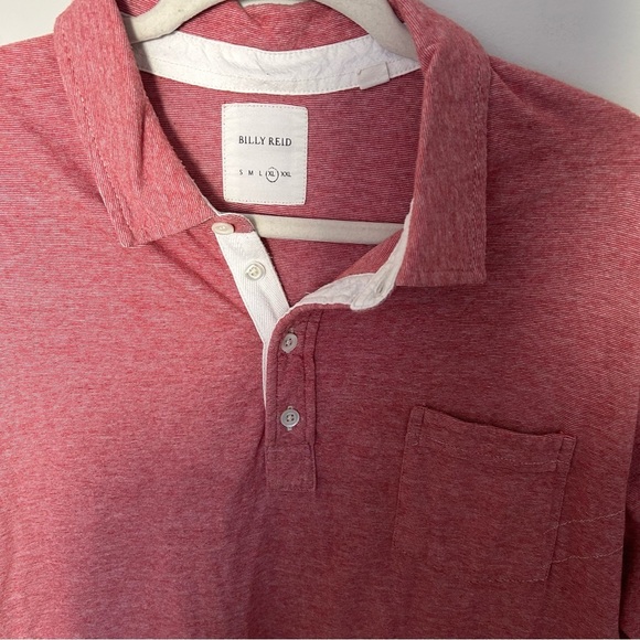 Men's Billy Reid Red Micro Stripe 100% cotton Polo XL - Picture 2 of 5